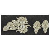 Vintage WEISS Ice Brooch & Clip On Earring Set