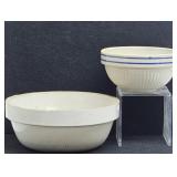 (2) Stoneware Pottery Mixing Bowls 7" & 10.5"