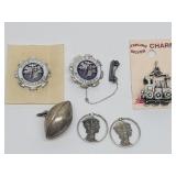 Sterling Charms & Hospital Auxiliary Pins, ...