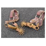 Pair of Western Cowboy Spurs Painted Antique Gold