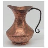 Hammered Copper 8" Pitcher w/ Wrought Iron Handle