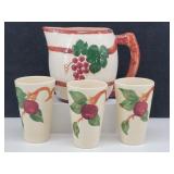 (3) Franciscan APPLE Tumblers + Grapes Pictcher