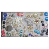 (38 pc) Earrings, Brooches, Belt Buckle