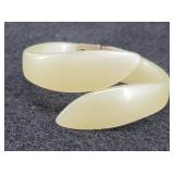 Art Deco Moon Glow Lucite Hinged Cuff Bracelet