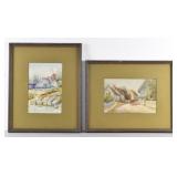 (2) 19th C. Watercolours of Thatched Cottages