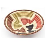 Handwoven African Raffia Coiled Basket 12"