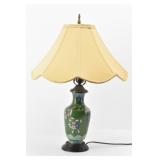 Green Asian Cloisonne Table Lamp w/Shade