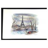 Signed JOROL Eiffel Tower Paris Lithograph 1989