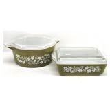 (2) Pyrex Cinderella Spring Blossom Green Dishes