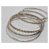 (5) 925 Sterling Bangle Bracelets - 50.6 gtw
