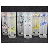 Set (6) Libbey Tom Collins Frosted Circus Glasses