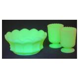 Fenton Frosted Custard Uranium Glass Grape ...