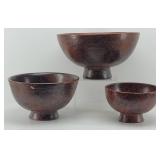 Set of (3) LARGE Footed Art Pottery Bowls