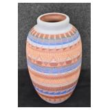 Signed R.W. Tall Etched Navajo Pottery Vase