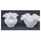 Fenton Silver Crest  Ruffle Edge Milk Glass Vases