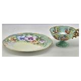 Antique Hand Painted Bavarian Plate & Teacup