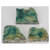 (3pcs) Chrisocolla / Malachite (?) Rock Specimens
