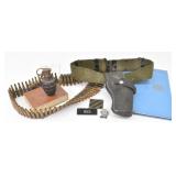 Militaria: Drilled Out Grenade, Belt of Blanks,...