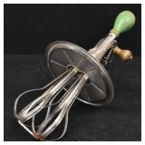 Green Handled Vtg Manual Hand Mixer for Jar