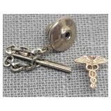 14K Gold Military Caduceus Medical Tie Tack