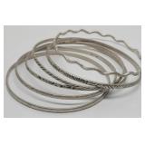 (6) Sterling Bangle Bracelets - 40.6 gtw