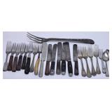 Old Antique Flatware: Antler Handle Meat Fork,...