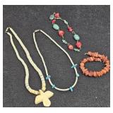 (4 pc) Stone & Shell Western Style Jewelry