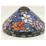 Leaded Stained Glass Lamp Shade w/Flower Motif 12"