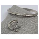 Signed "Z" Navajo Sterling Bangle & Ring 36.1 gtw
