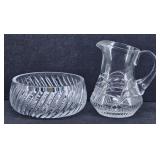 Crystal Pitcher & USSR Hand Made Lead Crystal Bowl