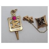 10K Gold & Ruby Fraternity Key & Badge - 7.9 gtw