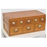 Oak Library Card Catalog Index File Drawers