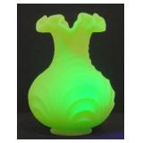 Fenton Frosted Lime Sherbet Uranium Glass Drape...