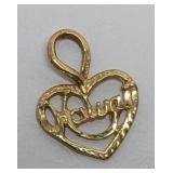10K Gold Small HAWAII Heart Charm Pendant -0.2 g