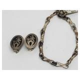 Sterling Deer Earrings & Navajo Twist Bracelet