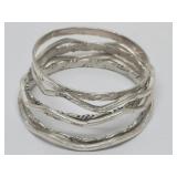 (6) Heavy 925 Sterling Bangle Bracelets - 79.8 gtw