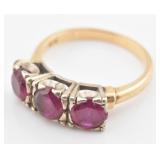 14K Gold & Ruby Three-Stone Ring