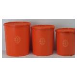 (3 pc) Tupperware Servalier Canister Set Orange