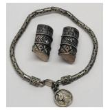 925 Sterling Earrings & Llama Bracelet - 26.6 gtw
