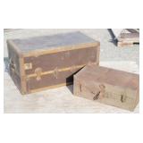 Antique Belber Flat Top Trunk & Small Trunk