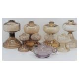 Various Amber Glass Oil Lamp Bases & Sun Purple...