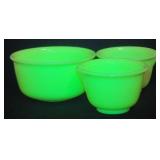 (3) Hamilton Beach Custard Uranium Glass Bowls