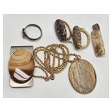 Polished Stone Money Clip, Tie Clip, Rings, ...