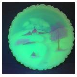 Fenton Princess House Handpainted Uranium Glass...