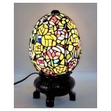 Tiffany Style Stained Glass Wisteria Egg Lamp
