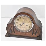 Antique Art Deco Camel Back Wooden Mantle Clock