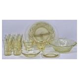 Collection of Yellow Depression Glass 12pcs