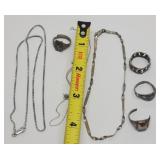 Sterling Necklaces, Bracelet, Rings - 19.7 gtw