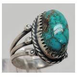 Navajo Unmarked Sterling & Turquoise Ring 7.3gtw