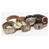 (6) Western Belts & 5 Buckles: Eagles, Stones & W